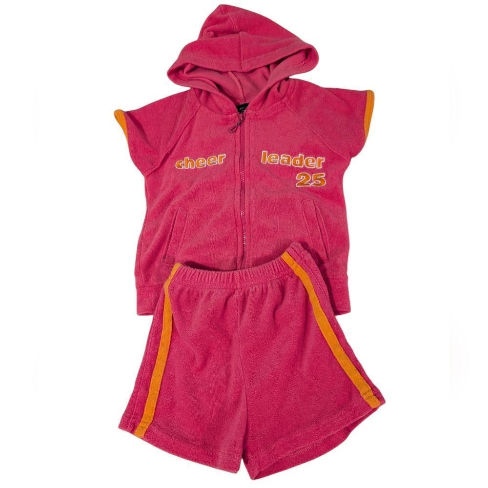 Vintage Y2K Infant Hot Pink Terry Cloth Cheerleader Outfit